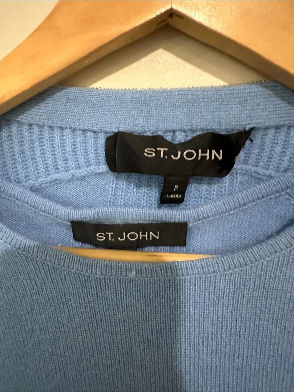 St. John Blue Cashmere 2-Piece Long Cardigan & Shell Set Petite P